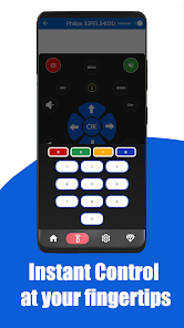 Full Philips remote with power, D-pad, volume, channel, and keypad