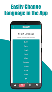 Language selection screen with multiple supported languages