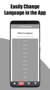 Language selection screen with multiple supported languages