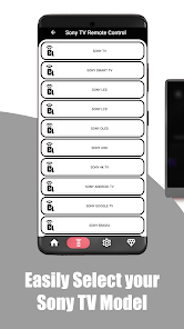 Easily select your Sony TV model or category in the app